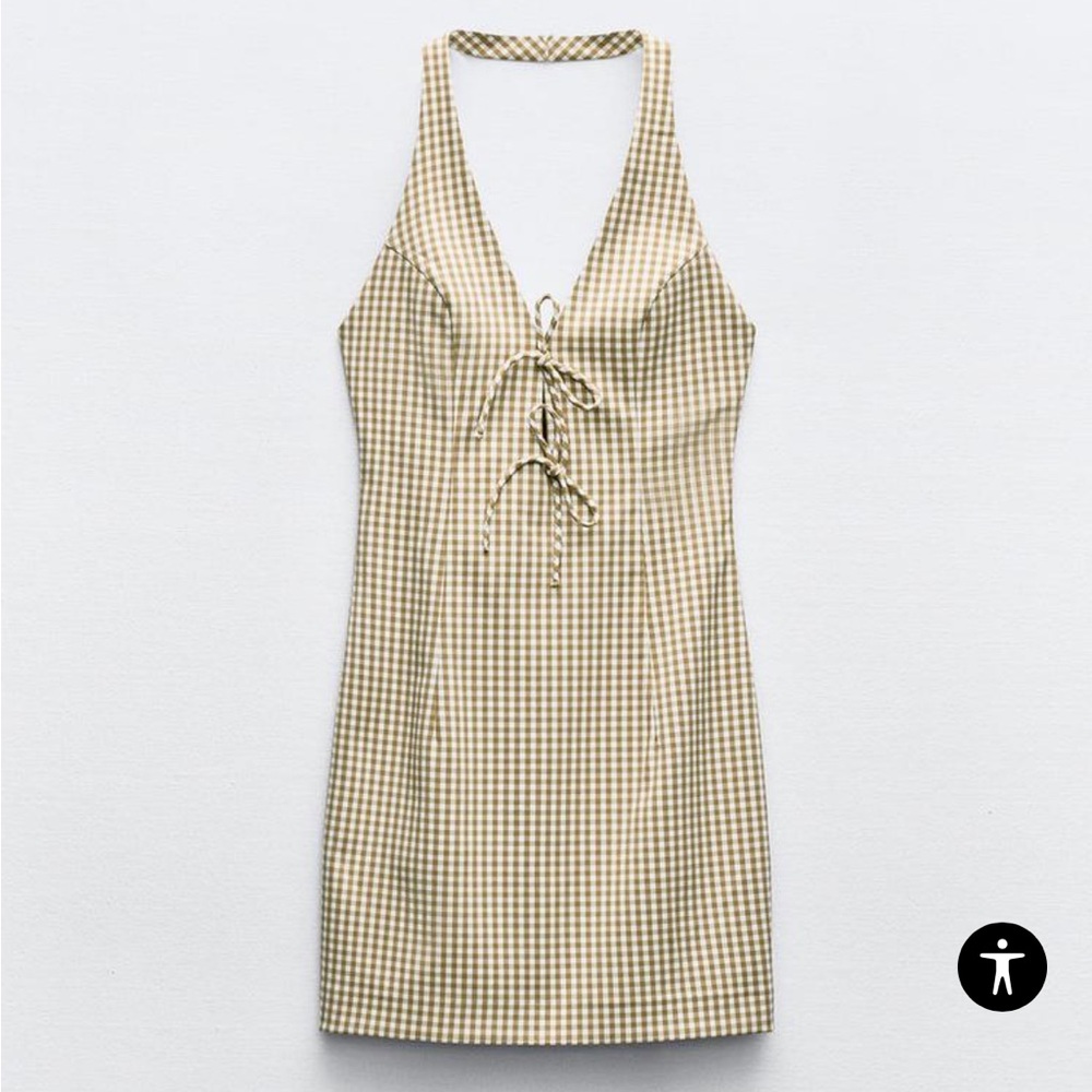 NWT Zara Halter Plaid Mini Dress